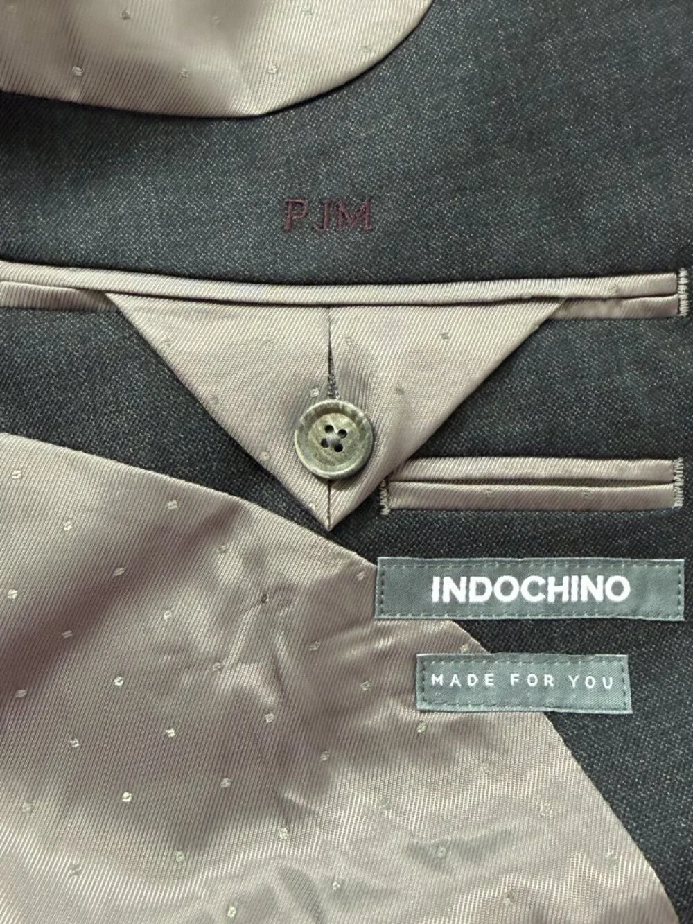 Indochino Charcoal Gray 100% Wool Blazer 42R Tailored Custom Suit Jacket Men